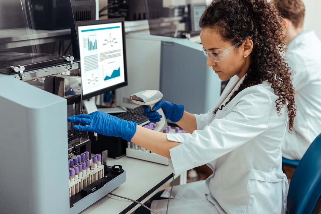 Doctor performing lab results