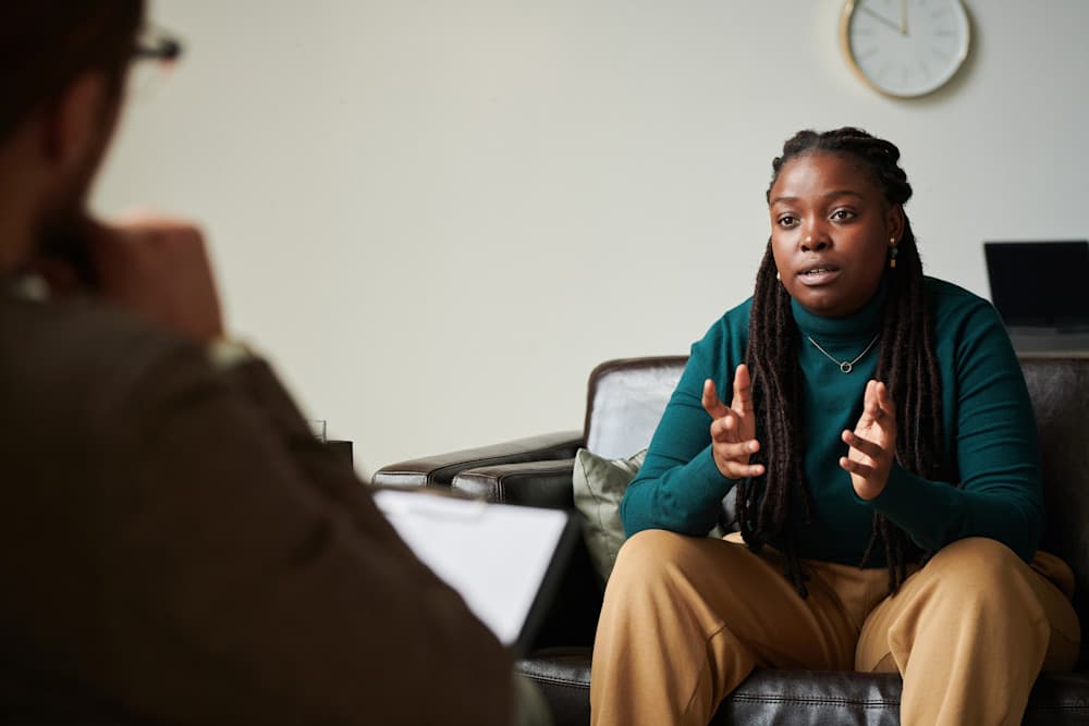 Curative member in mental health therapy session