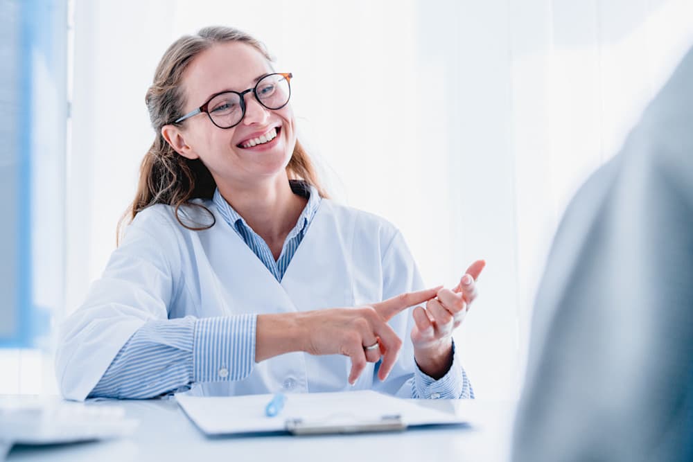 Provider explaining medical information to patient