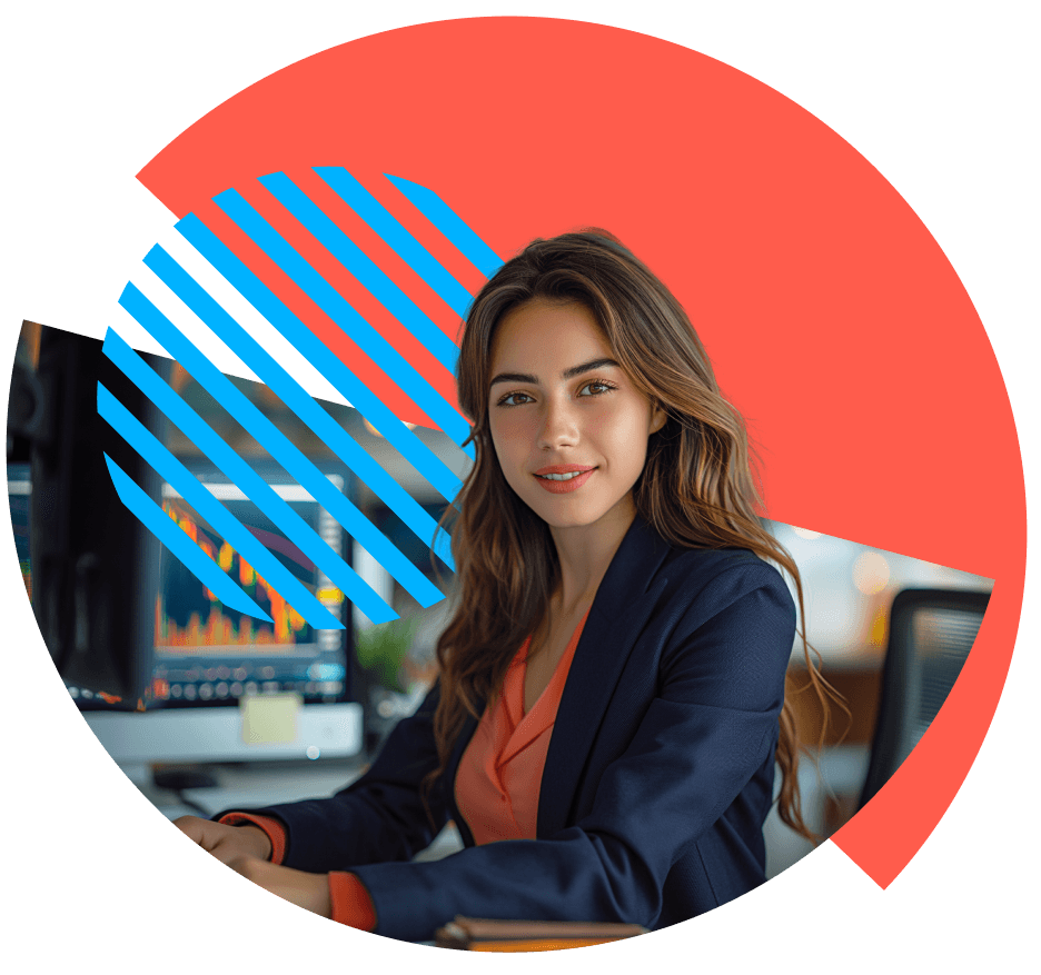 woman smiling at her desk