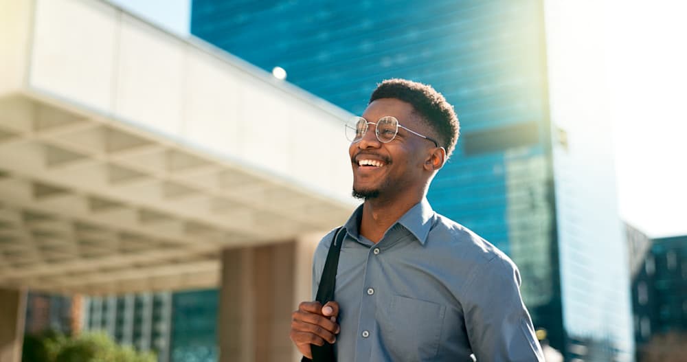 young employee with positive mental health